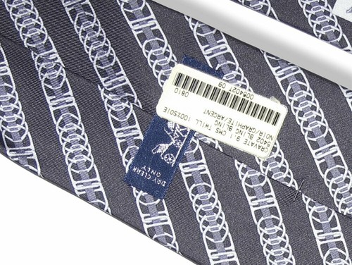 Hermes cw09 Black Graphite Silver Bling Bling Silk Tie, NWT! - Picture 4 of 4