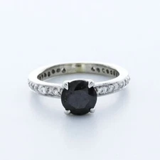 1.63ctw Certified Natural Diamonds Black/ Round Cut 14K Gold Classic Accent Ring
