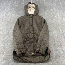 Joules Jacket Womens 6 Brown Quilted Parka Sherpa Fleece Lined British Insulated