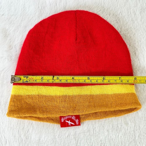 Vintage Respect The 70's Beanie Hat Red Brown Knit Reversible Sports Ski Surfing - Picture 7 of 8