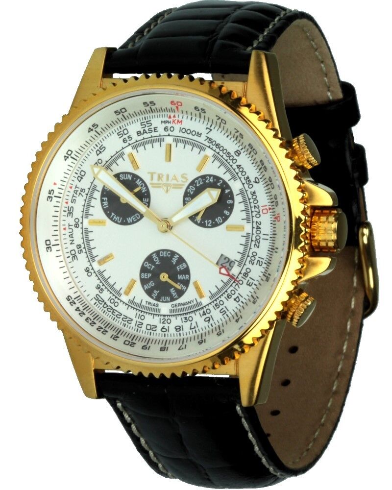 Trias Watches Cammouflage-Iii Aviator Automatic Wristwatch Men's Turnable Bezel