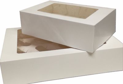 1,2,4,6 & 12 Loch Cupcake Box mit klarem Fenster und herausnehmbarem Tablett (3 Zoll tief)