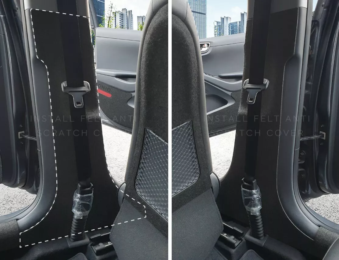Front Seat Belt Cover LH RH Felt Fabric 2P Black for Hyundai Ioniq EV 2019 2022