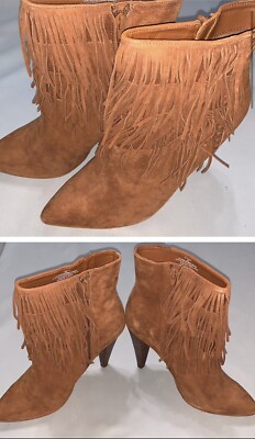 Steve Madden Ankle Boots with Fringe Accents - Caramel Color - Suede  Size 8