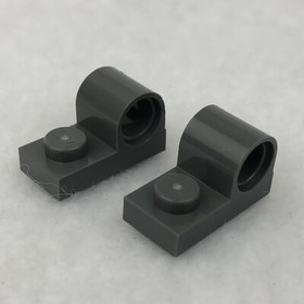 LEGO 11458 Dark Bluish Gray Plate, Modified 1 x 2 with Pin Hole on Top (x2)
