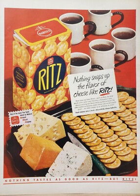 1947 Ritz Crackers Nabisco Print Ad Ephemera Wall Art Decor