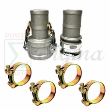 Sigma E200 200C 2" Aluminum Female Male Camlock Hose Barb Coupler Adapter &Clamp