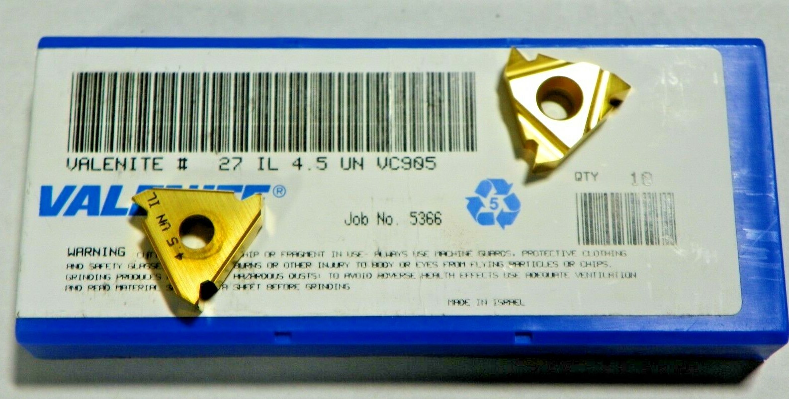 10 PIECES, VALENITE, 27IL 4.5UN VC905 CARBIDE INSERTS, H678 | eBay