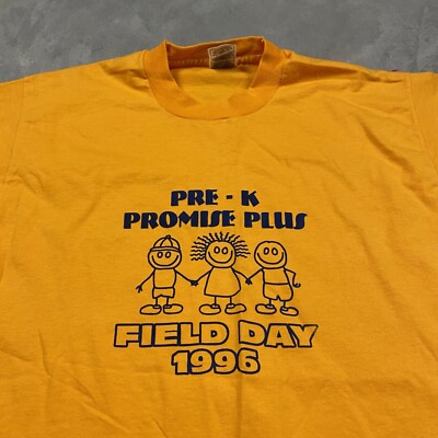 90s VTG Field Day Promise Plus L Fruit Of The Loom Best T Shirt Single Stitch 96