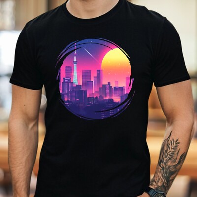 T-Shirt Herren Tokyo neon Motiv Baumwolle Größe S bis 5XL