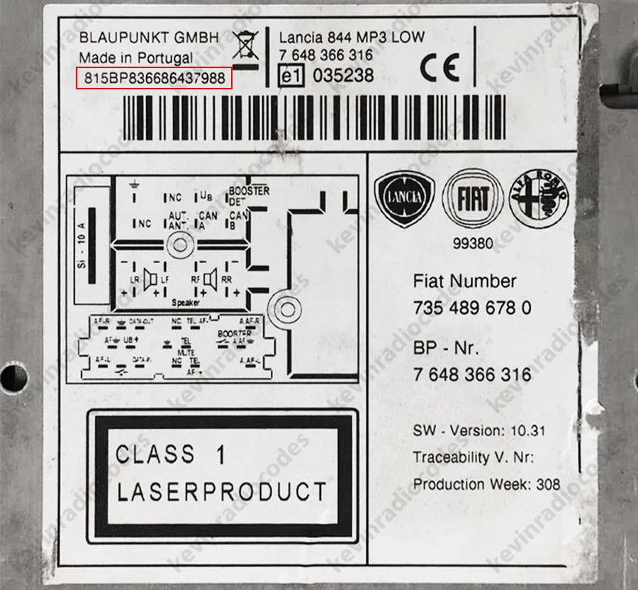 ✅LANCIA RADIO CODICE DI SBLOCCO DELTA FULVIA MUSA PHEDRA THEMA THESIS YPSILON✅ - Immagine 3 di 4