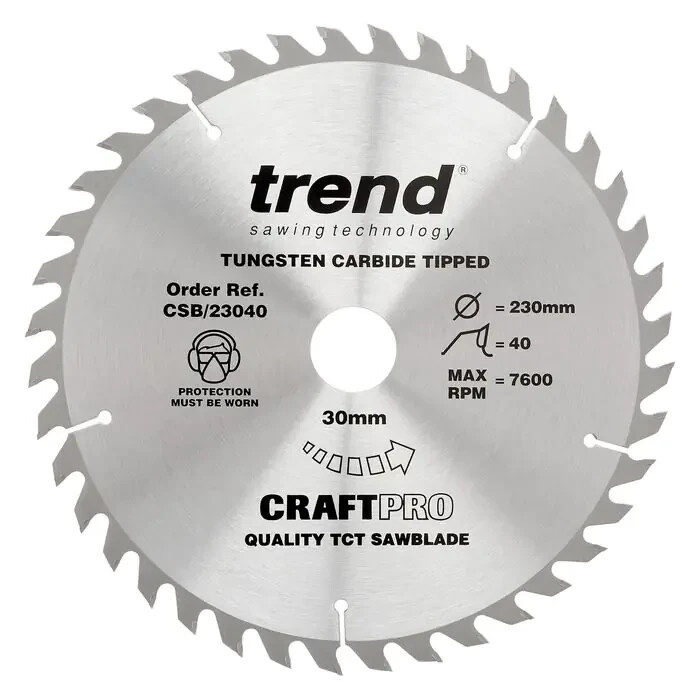 Trend CSB/23040 Craft saw blade 230mm x 40 teeth x 30mm CR045 LD 17
