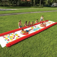 WOW Sports 25 Ft x 6 Ft Pineapple Super Backyard Lawn Slide w Two Sliding Sleds