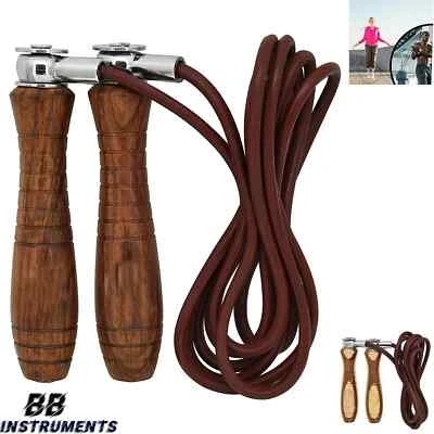 SLITE TECH SPORTS "Profi Leder Springseil mit Holzgriffen – Boxen, Fitness, Speed Rope, Jogging"