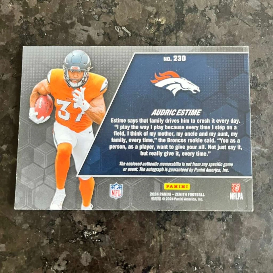 2024 Panini Zenith Rookie Jersey Auto #230 Audric Estime /399 Denver Broncos - Image 2 of 2