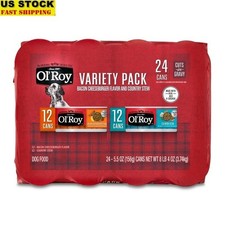 Bacon Cheeseburger & Country Stew Wet Dog Food Variety Pack 5.5oz Cans 24 Pack 2.91 per gallon