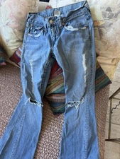 True Religion Rainbow Joey Big T Men’s Denim Jeans Size 3o X 33” Made In USA