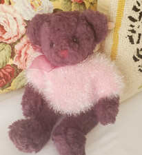 NEW VTG Russ Purple Bear w Pink Sweater - Bear Berry - Bears From The Past tags