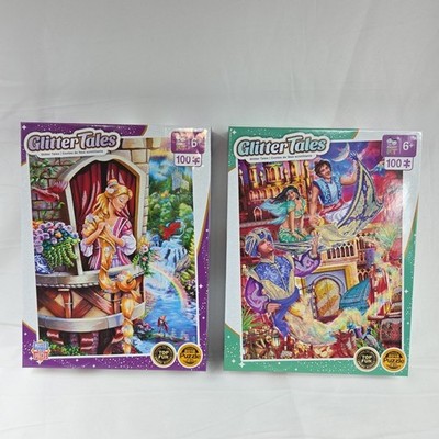 Glitter Fairytales Rapunzel & Aladdin 100pc Glitter Puzzle by Masterpieces - NEW