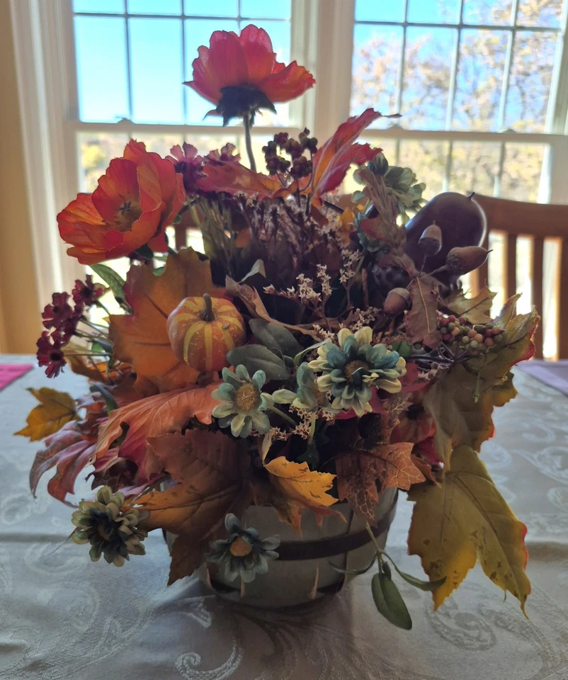 Autumn Fall Floral Basket Centerpiece Arrangement 18" - Image 2 of 4