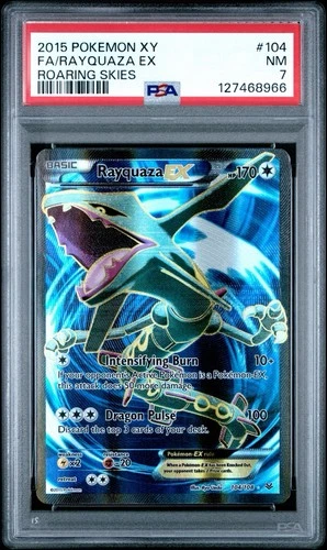 Pokemon 2015 XY Roaring Skies Full Art RAYQUAZA EX #104 PSA 7 RARE