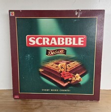 Scrabble Deluxe Game With Rotating Board & Wooden Tiles By Mattel 2005 Complete 