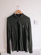 Hugo Boss Long Sleeve Khaki Polo Shirt Size large