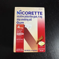 NICORETTE 4mg Cinnamon Surge Gum Stop Smoking Aid, 1 Box, 100 Pieces
