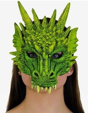 Dragon Half Mask - Soft Latex - Red Green - Costume Accessory - One Size