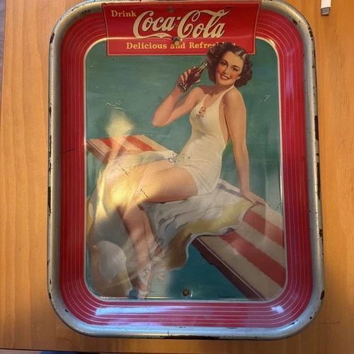 1939, Coca-Cola, "Springboard Girl" Serving Tray (Scarce / Vintage)