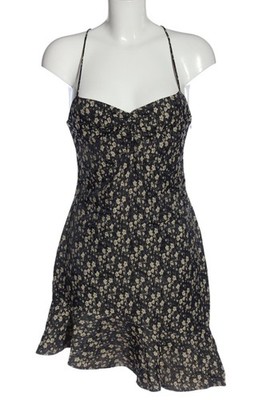 ZARA BASIC Minikleid Damen Kleid Gr. DE 38 schwarz-creme-hellgrau Casual-Look