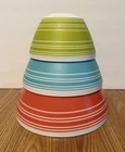 Vintage Charm Pyrex MEMORY LANE 3 Pc Mixing Bowl Set Nesting Excellent
