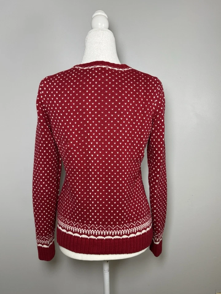 Vintage Style Bass Christmas Sweater Women’s Small Red Fair Isle Nordic Holiday - Image 3 of 4