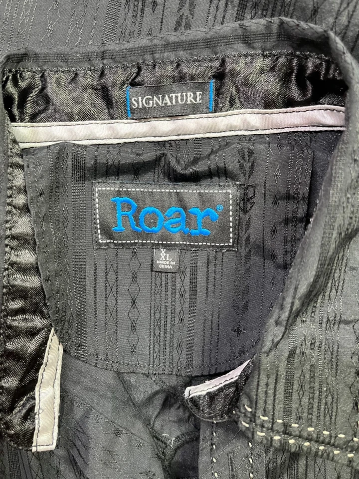 Roar Men's XL Black Long Sleeve Button-Up Shirt Embroidered Stretch - Image 4 of 4