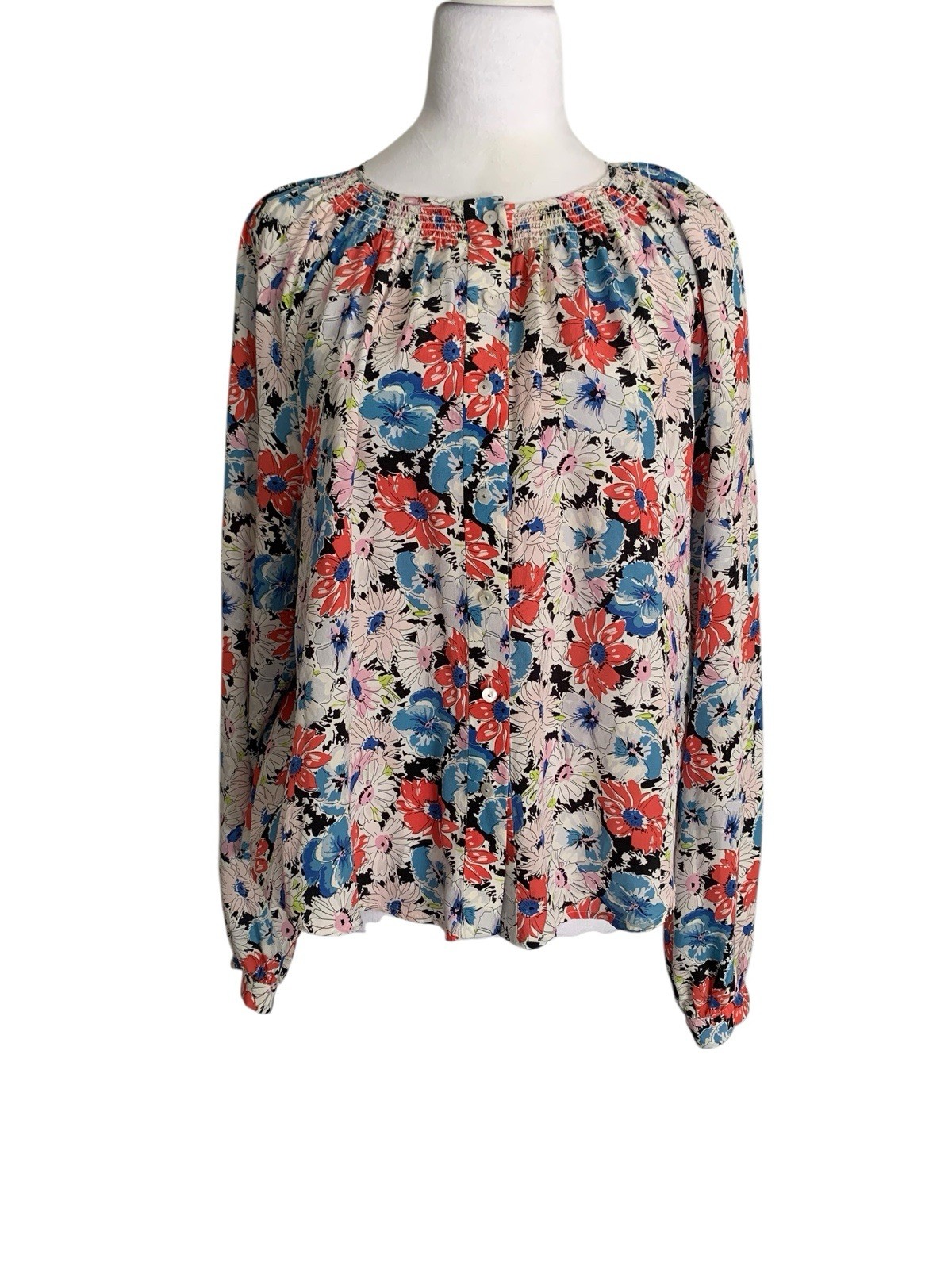 Veronica Beard Women's Size 6 100% Silk Multicolor Floral Blouse Top Career
