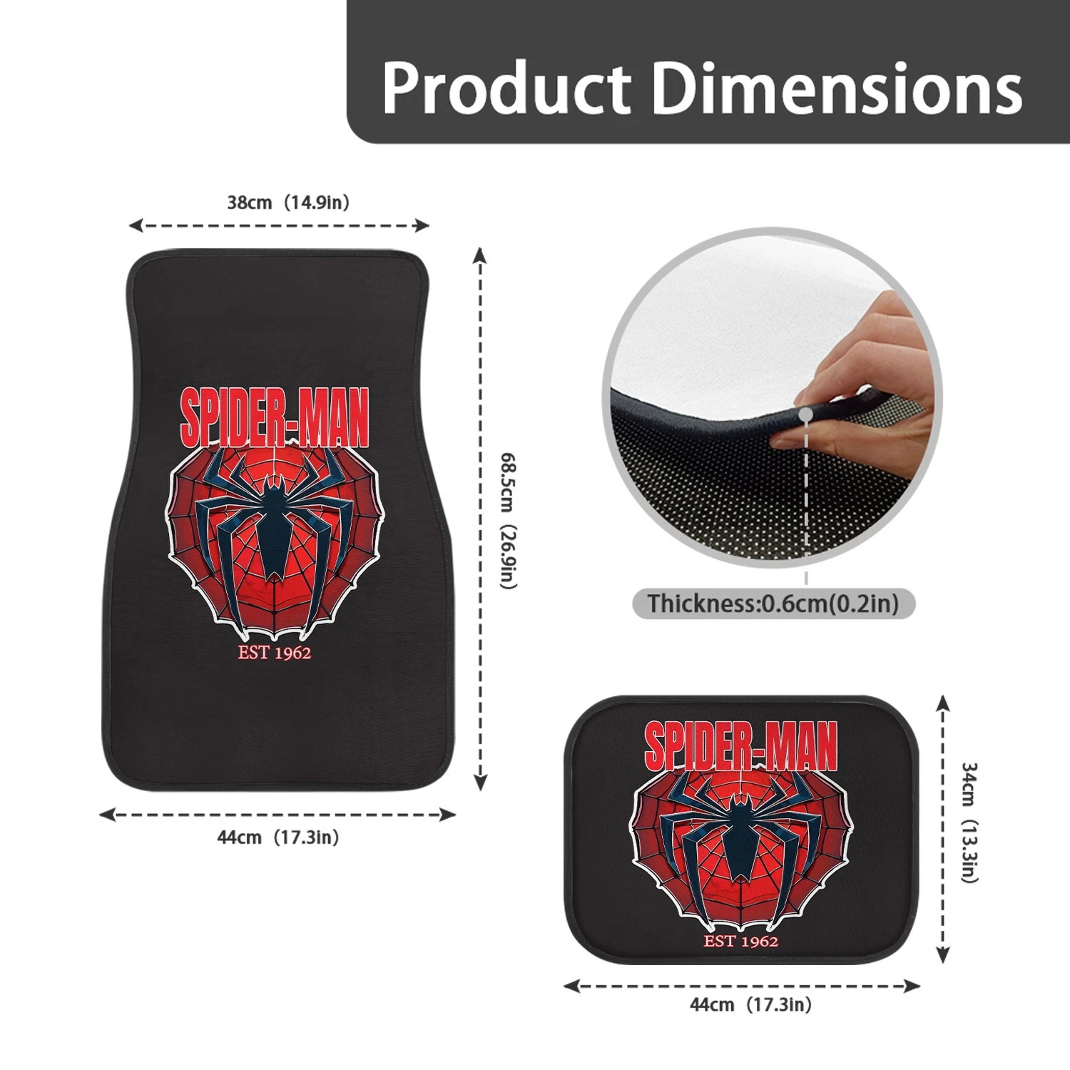 Spider-Man Logo Car Floor Mats, Marvel Comic Auto Accessories