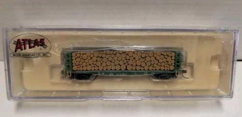 Coche plano Atlas escala N 38401 GSC madera pulpa Burlington Northern BN #611300 con carga | Condition: New