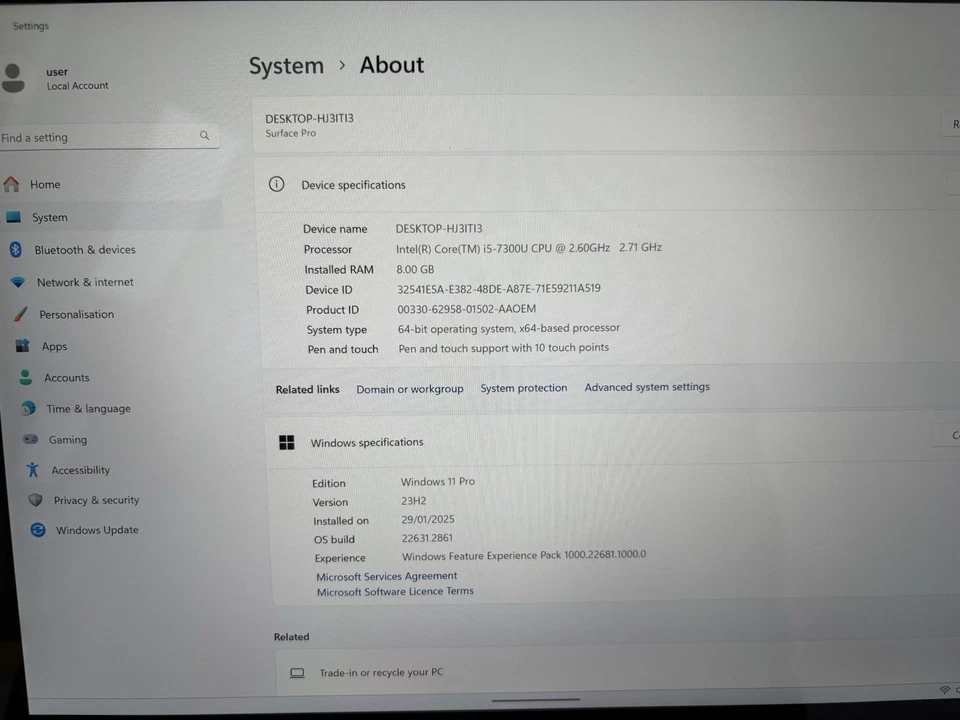 Microsoft Surface Pro 5 i5-7300U 8GB RAM 256GB LCD Blemish 50% - 80%  Battery - Image 3 of 4