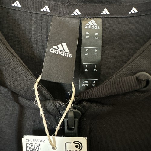 Adidas Jacket Hoodie Black white 3 stripes Full Zip heavyweight Men's sz XS NEW! - Picture 4 of 8