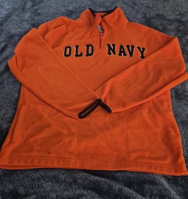 Old Navy Sweatshirt Kids Boy's Large 10-12 Orange Retro Fleece Varsity Pullover
