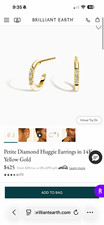 Brilliant Earth Petite Diamond Huggie Hoop Earrings 14K Yellow Gold Butterfly
