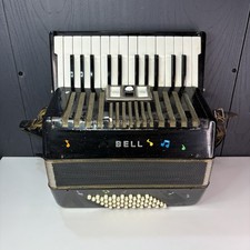 Vintage Bell 48 Bass Piano Accordion Hohner Germany 26 Keys Black WORKS