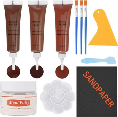 Wood Furniture Repair Kit,Vinyl Floor Repair Kit -3 Color Laminat Wood Filler...