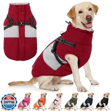AOFITEE Dog Winter Coat, Dog Coat with Harness Built in, Dogs Jacket for Larg