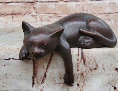 OLD VINTAGE NARDINI FRENCH BRONZE CAT SCULPTURE SIGNED MINI FIGURINE STATUE DECO
