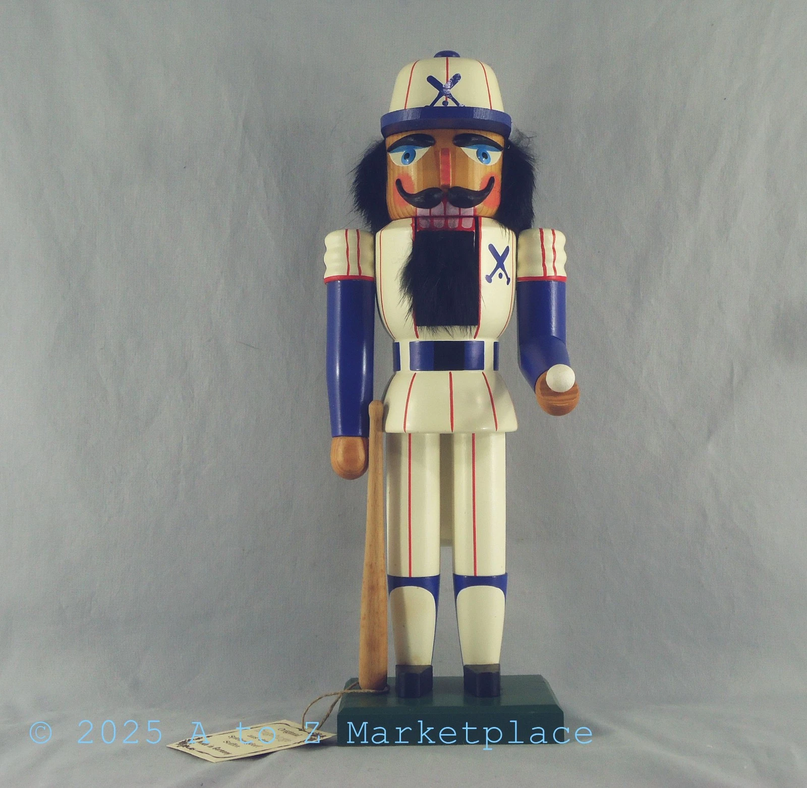Vintage German Nutcracker NIB NOS Seiffener Baseball Player 14" Signed