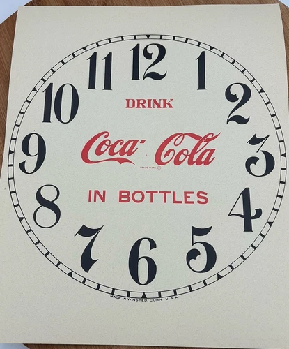 Coca Cola Clock Face - Large Size For Ingram, Gilbert Etc!  NOS Vintage