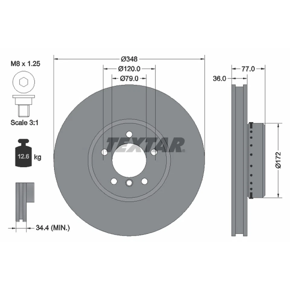 2x Brake Discs 2-Piece Vented For BMW 5 Series E60 550i Textar PRO+ Front - Image 2 of 4
