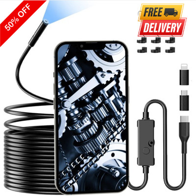 Endoscope Camera with Light, 1920P HD Borescope Camera with 8 LED Lights 16.4ft