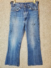 Vintage 70 s Levi s 646 Orange Tab Bellbottom Flare Distressed Jeans Size 33x30